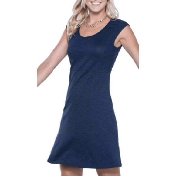 NWOT Toad&Co Sama Sama Cap Sleeve Scoop Neck Eco-Friendly Women's Blue Dress Sma - Picture 1 of 8